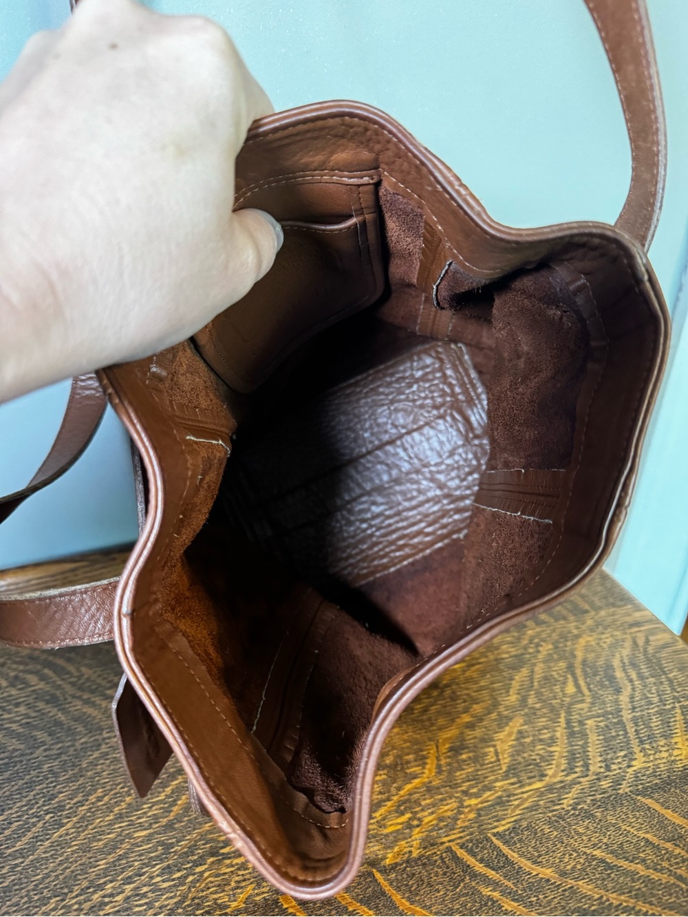 Coach Brown Leather Belted Crossbody Bucket Bag with Buckle - Picture 10 of 12